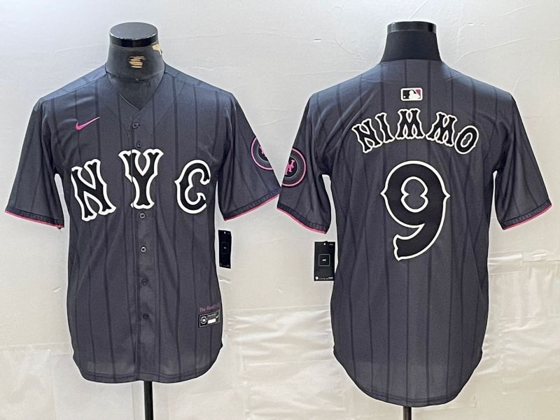 Men New York Mets #9 Nimmo Black City Edition 2024 Nike MLB Jersey style 2